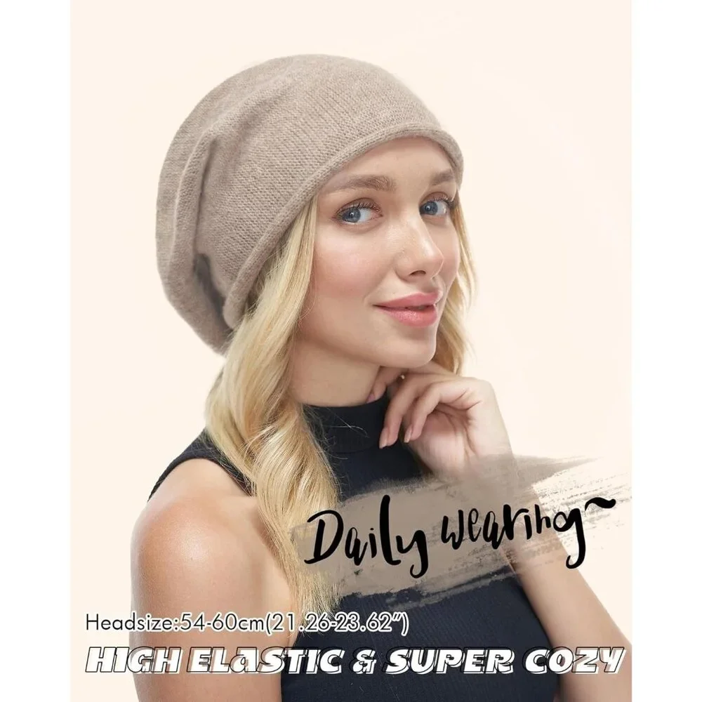 Women Slouchy Beanie Hat Soft Warm Wool Blend Winter Accessories - Picture 6 of 7